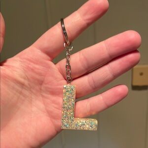 Glittery Keychain with Letter L